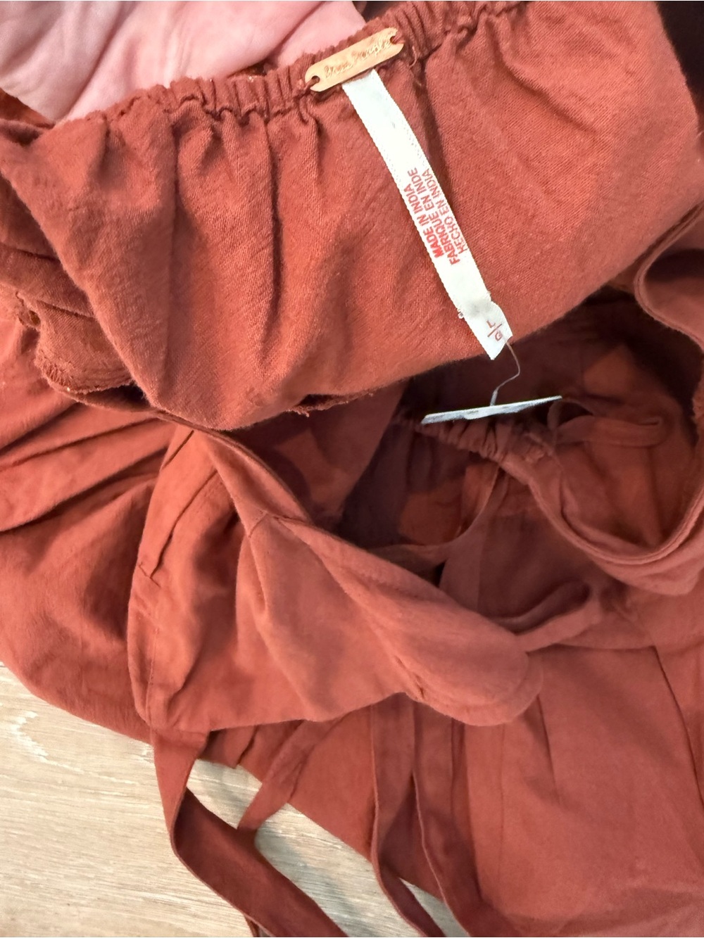 Free People Rust Red Pleated Mini Dress Size Large - Picture 5 of 5